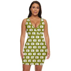 Modern Chic Vector Camera Illustration Pattern Draped Bodycon Dress by GardenOfOphir