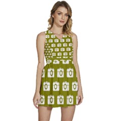 Modern Chic Vector Camera Illustration Pattern Sleeveless High Waist Mini Dress by GardenOfOphir