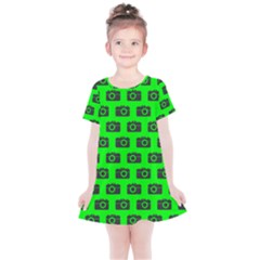 Modern Chic Vector Camera Illustration Pattern Kids  Simple Cotton Dress by GardenOfOphir