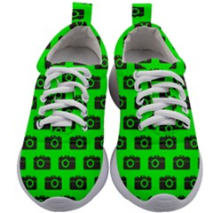 Modern Chic Vector Camera Illustration Pattern Kids Athletic Shoes by GardenOfOphir