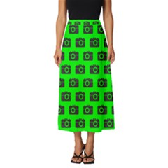 Modern Chic Vector Camera Illustration Pattern Classic Midi Chiffon Skirt