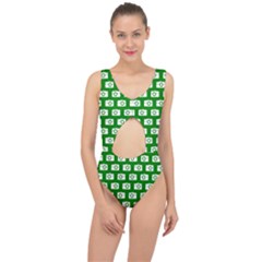 Modern Chic Vector Camera Illustration Pattern Center Cut Out Swimsuit by GardenOfOphir