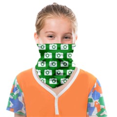 Modern Chic Vector Camera Illustration Pattern Face Covering Bandana (kids) by GardenOfOphir