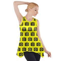 Modern Chic Vector Camera Illustration Pattern Side Drop Tank Tunic by GardenOfOphir