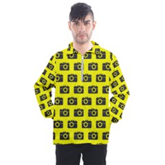 Modern Chic Vector Camera Illustration Pattern Men s Half Zip Pullover by GardenOfOphir