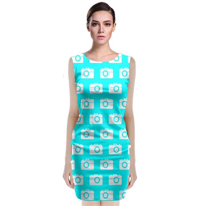 Modern Chic Vector Camera Illustration Pattern Classic Sleeveless Midi Dress