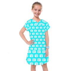 Modern Chic Vector Camera Illustration Pattern Kids  Drop Waist Dress by GardenOfOphir