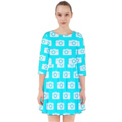 Modern Chic Vector Camera Illustration Pattern Smock Dress by GardenOfOphir