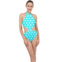 Modern Chic Vector Camera Illustration Pattern Halter Side Cut Swimsuit View1