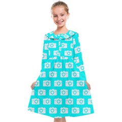 Modern Chic Vector Camera Illustration Pattern Kids  Midi Sailor Dress by GardenOfOphir