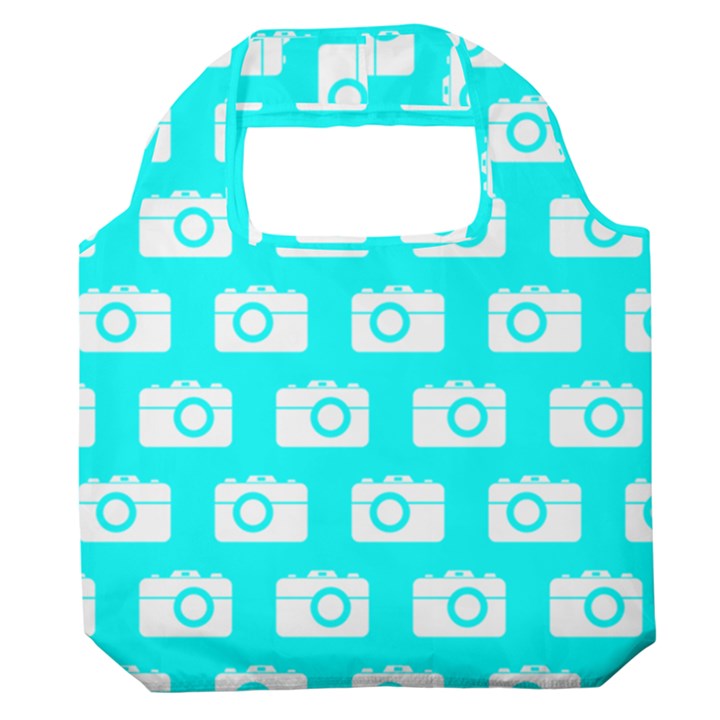 Modern Chic Vector Camera Illustration Pattern Premium Foldable Grocery Recycle Bag