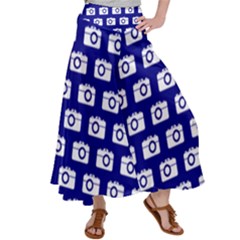 Modern Chic Vector Camera Illustration Pattern Women s Satin Palazzo Pants