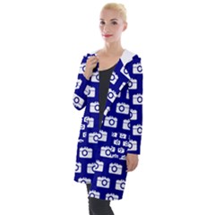 Modern Chic Vector Camera Illustration Pattern Hooded Pocket Cardigan by GardenOfOphir