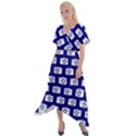 Modern Chic Vector Camera Illustration Pattern Cross Front Sharkbite Hem Maxi Dress View1