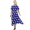 Modern Chic Vector Camera Illustration Pattern Cross Front Sharkbite Hem Maxi Dress View2