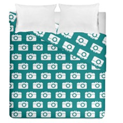 Modern Chic Vector Camera Illustration Pattern Duvet Cover Double Side (queen Size)