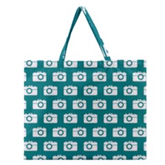 Modern Chic Vector Camera Illustration Pattern Zipper Large Tote Bag by GardenOfOphir