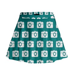 Modern Chic Vector Camera Illustration Pattern Mini Flare Skirt by GardenOfOphir