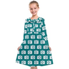 Modern Chic Vector Camera Illustration Pattern Kids  Midi Sailor Dress by GardenOfOphir