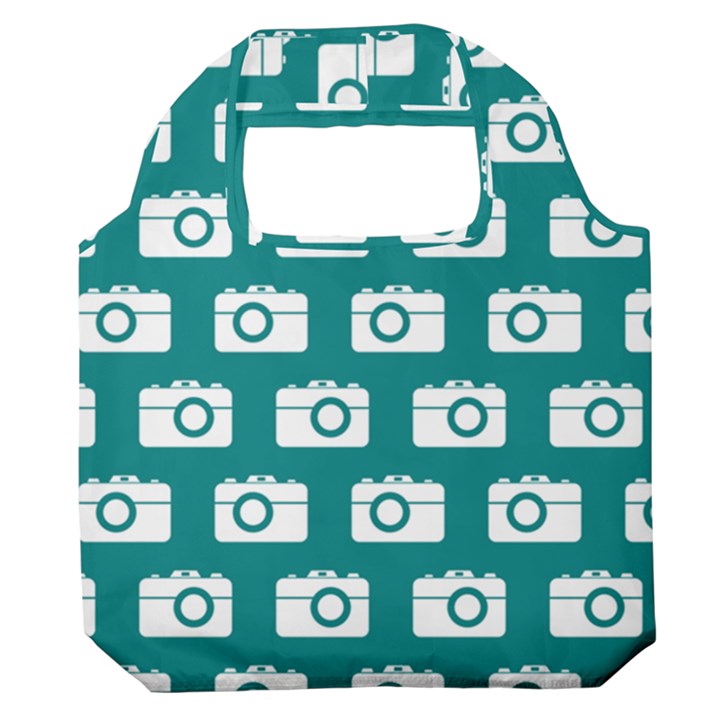 Modern Chic Vector Camera Illustration Pattern Premium Foldable Grocery Recycle Bag