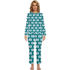 Modern Chic Vector Camera Illustration Pattern Womens  Long Sleeve Lightweight Pajamas Set by GardenOfOphir