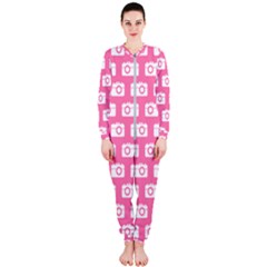 Pink Modern Chic Vector Camera Illustration Pattern Onepiece Jumpsuit (ladies)