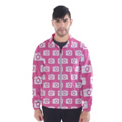 Pink Modern Chic Vector Camera Illustration Pattern Men s Windbreaker by GardenOfOphir