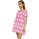 Pink Modern Chic Vector Camera Illustration Pattern Tiered Short Sleeve Babydoll Dress View3