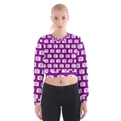 Modern Chic Vector Camera Illustration Pattern Cropped Sweatshirt by GardenOfOphir