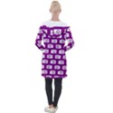 Modern Chic Vector Camera Illustration Pattern Longline Hooded Cardigan View2