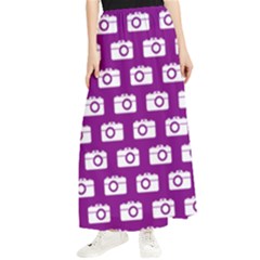 Modern Chic Vector Camera Illustration Pattern Maxi Chiffon Skirt by GardenOfOphir