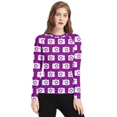 Modern Chic Vector Camera Illustration Pattern Women s Long Sleeve Rash Guard by GardenOfOphir