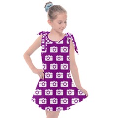 Modern Chic Vector Camera Illustration Pattern Kids  Tie Up Tunic Dress by GardenOfOphir