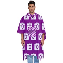 Modern Chic Vector Camera Illustration Pattern Men s Hooded Rain Ponchos