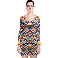 Trendy Chic Modern Chevron Pattern Long Sleeve Bodycon Dress by GardenOfOphir