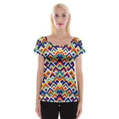 Trendy Chic Modern Chevron Pattern Cap Sleeve Top by GardenOfOphir