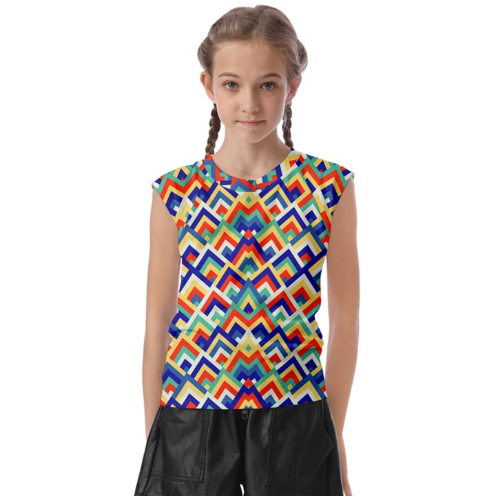 Trendy Chic Modern Chevron Pattern Kids  Raglan Cap Sleeve Tee