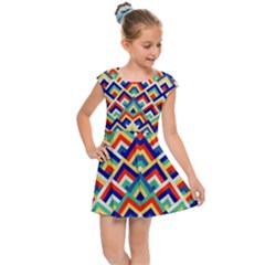 Trendy Chic Modern Chevron Pattern Kids  Cap Sleeve Dress by GardenOfOphir