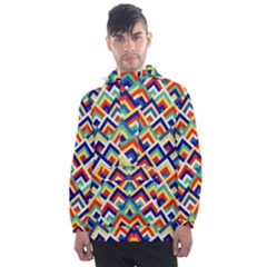 Trendy Chic Modern Chevron Pattern Men s Front Pocket Pullover Windbreaker by GardenOfOphir