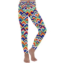 Trendy Chic Modern Chevron Pattern Kids  Lightweight Velour Classic Yoga Leggings by GardenOfOphir