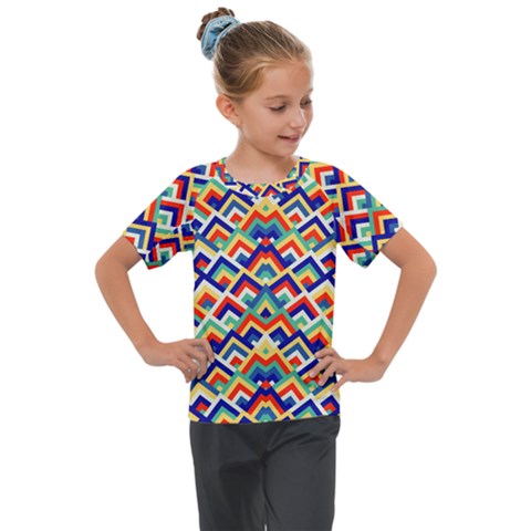 Trendy Chic Modern Chevron Pattern Kids  Mesh Piece Tee by GardenOfOphir