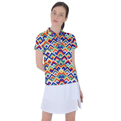 Trendy Chic Modern Chevron Pattern Women s Polo Tee by GardenOfOphir