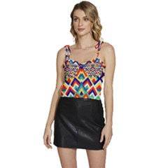 Trendy Chic Modern Chevron Pattern Flowy Camisole Tie Up Top by GardenOfOphir