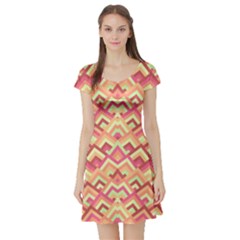 Trendy Chic Modern Chevron Pattern Short Sleeve Skater Dress by GardenOfOphir