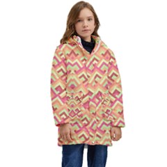 Trendy Chic Modern Chevron Pattern Kid s Hooded Longline Puffer Jacket by GardenOfOphir