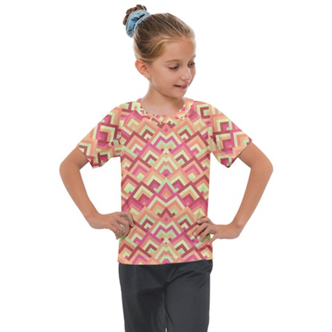 Trendy Chic Modern Chevron Pattern Kids  Mesh Piece Tee by GardenOfOphir