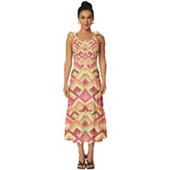 Trendy Chic Modern Chevron Pattern Tie-strap Tiered Midi Chiffon Dress by GardenOfOphir