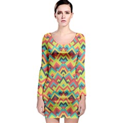 Trendy Chic Modern Chevron Pattern Long Sleeve Bodycon Dress by GardenOfOphir