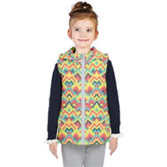 Trendy Chic Modern Chevron Pattern Kids  Hooded Puffer Vest by GardenOfOphir