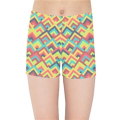 Trendy Chic Modern Chevron Pattern Kids  Sports Shorts by GardenOfOphir